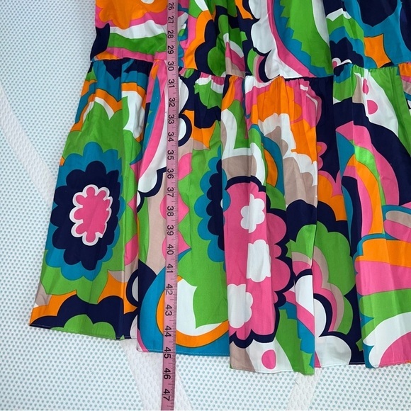 Trina Turk Midi Dress Womens XS Flower Power Retro Flowy Bell Sleeve B19 - Picture 6 of 9